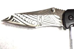 BROWNING FOLDING HUNTER KNIFE FIRST RESPONDER WITH GLASS BREAKER ACID ETCHED BLADE