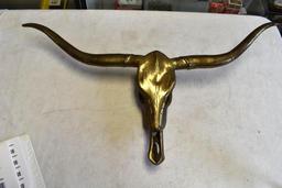 DECORATIVE BRASS LONG HORN STEER DECOR