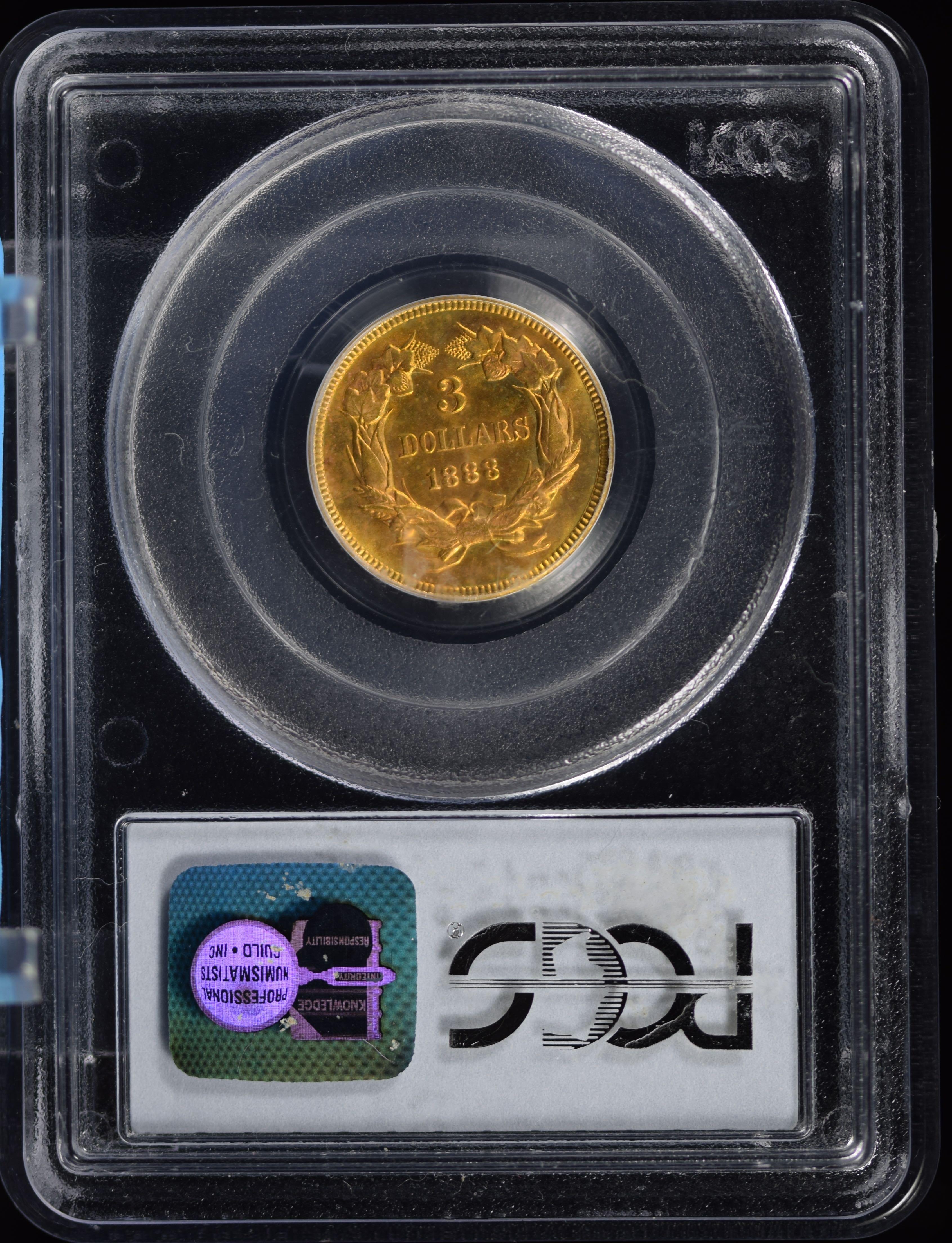 1888 $3 Gold Princess PCGS MS-66 GEM Superb Only 4 Graded Higher