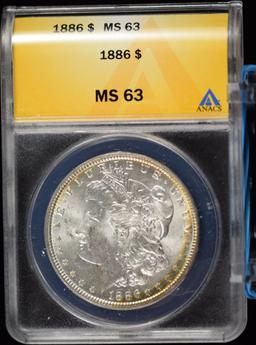 1886 Morgan Dollar ANACS MS-63 Nice Rim Tone