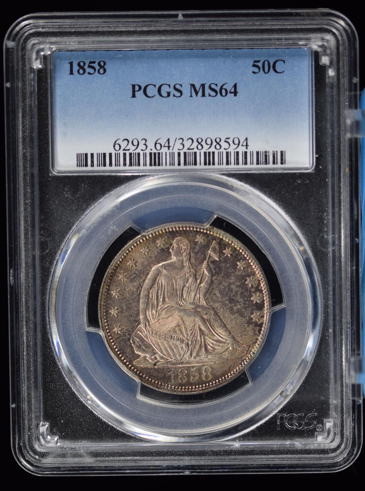 1858 Seated Half Dollar PCGS MS-64 Tone PL?