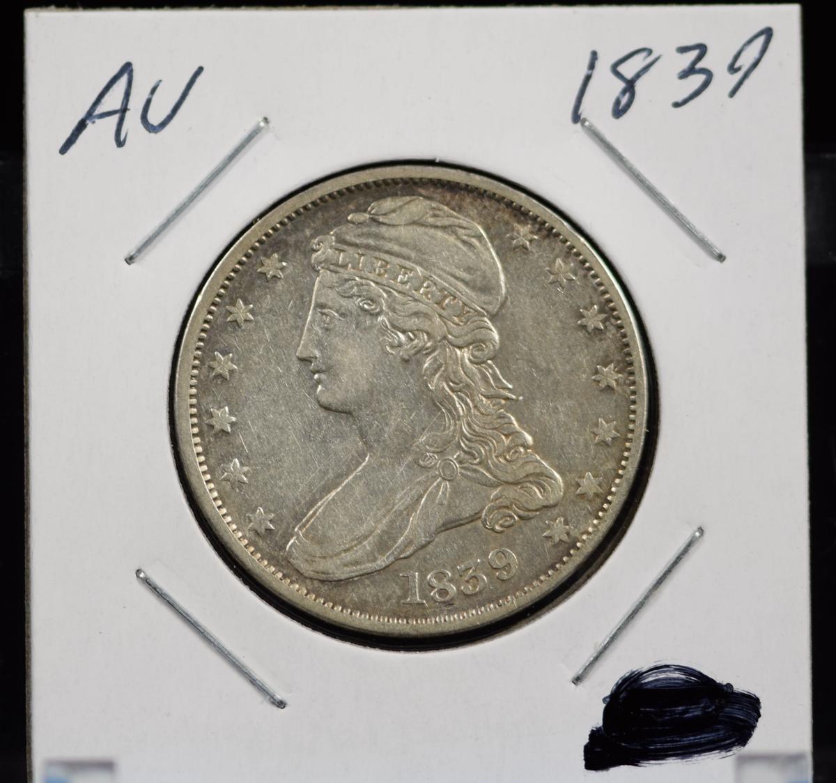1839 Bust Half Dollar  NICE AU Coin