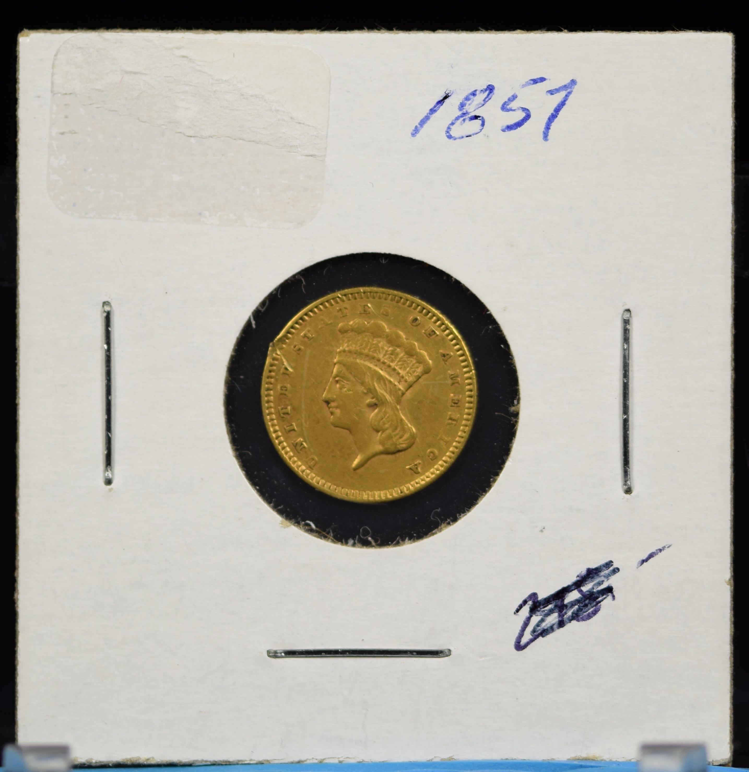 1857 Gold Princess Head Dollar