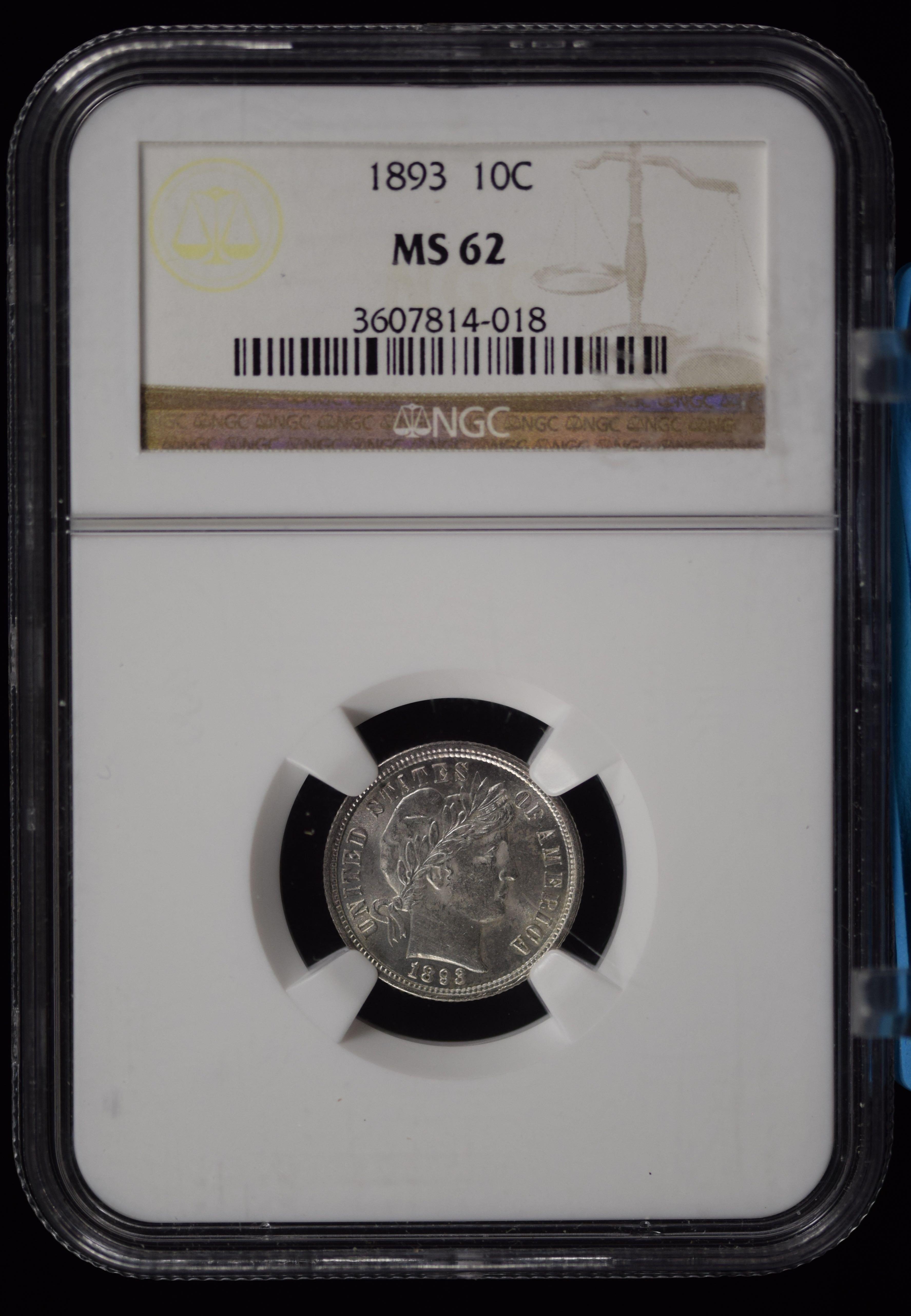 1893 Barber Dime NGC MS-62