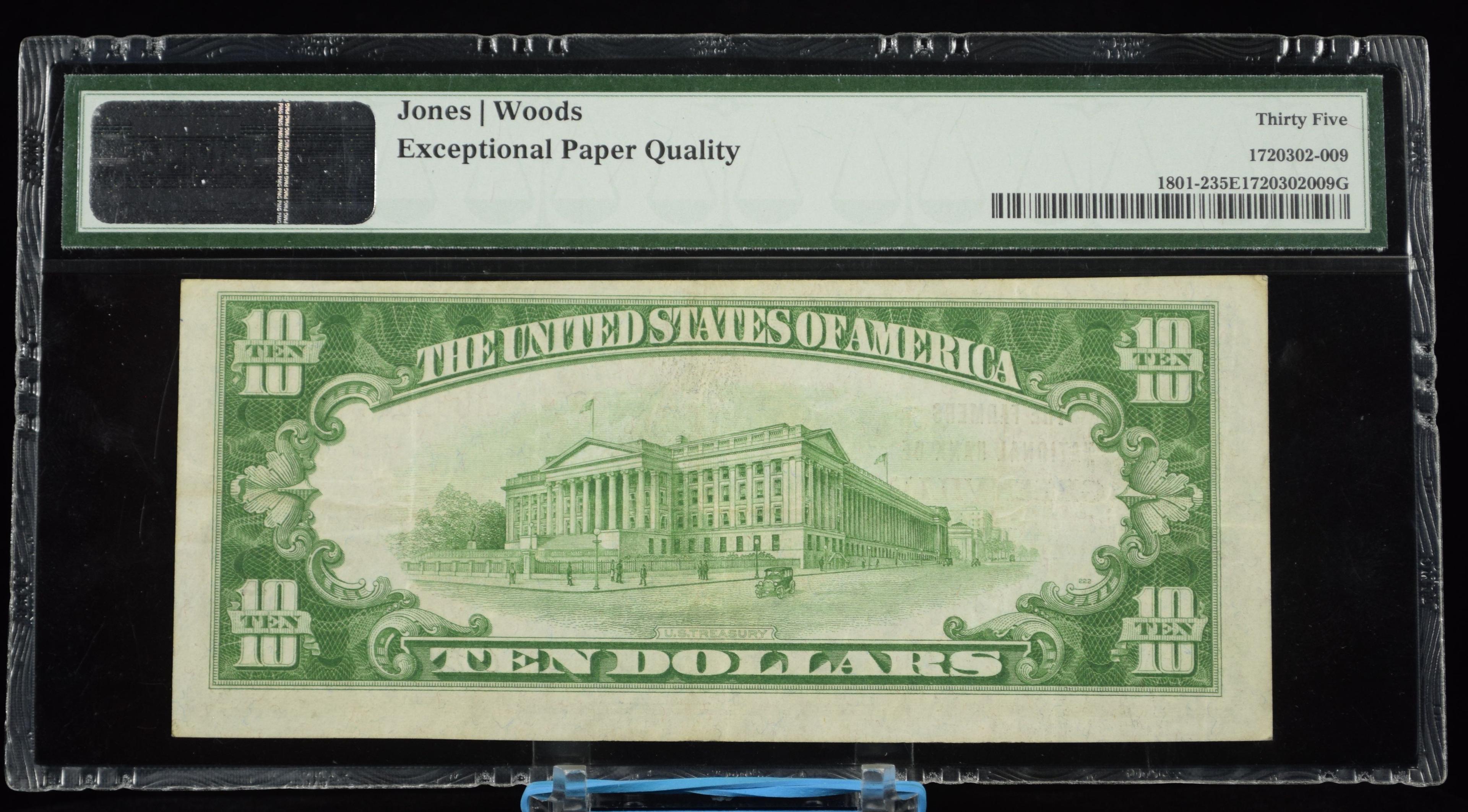 1929 $10 National Bank of The Farmers NB Greenville OH PMG 35 EPQ