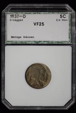 1937-D 3-Legged Buffalo Nickel PCI VF Plus
