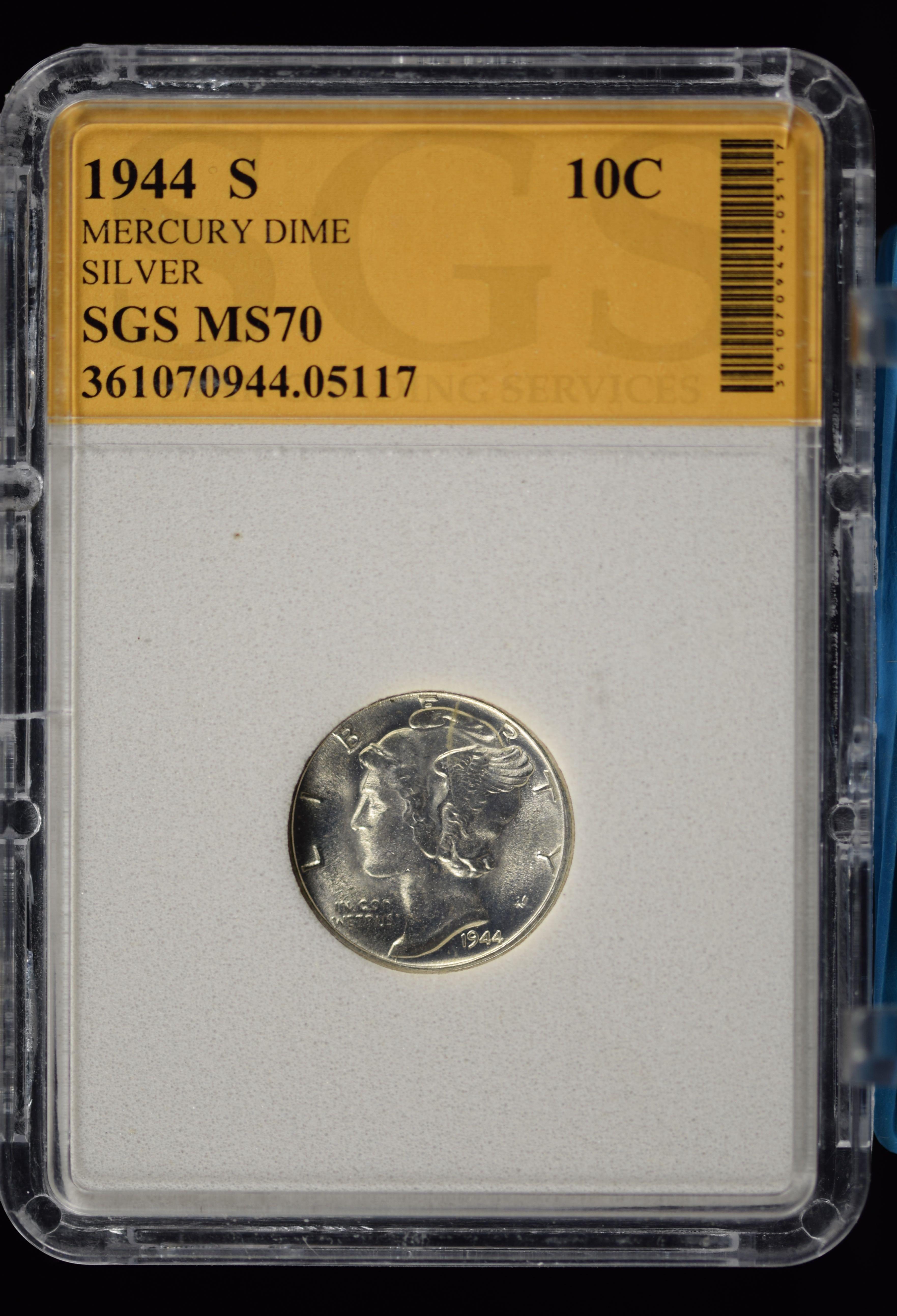 1944-S Mercury Dime Slab Perfect GEM BU