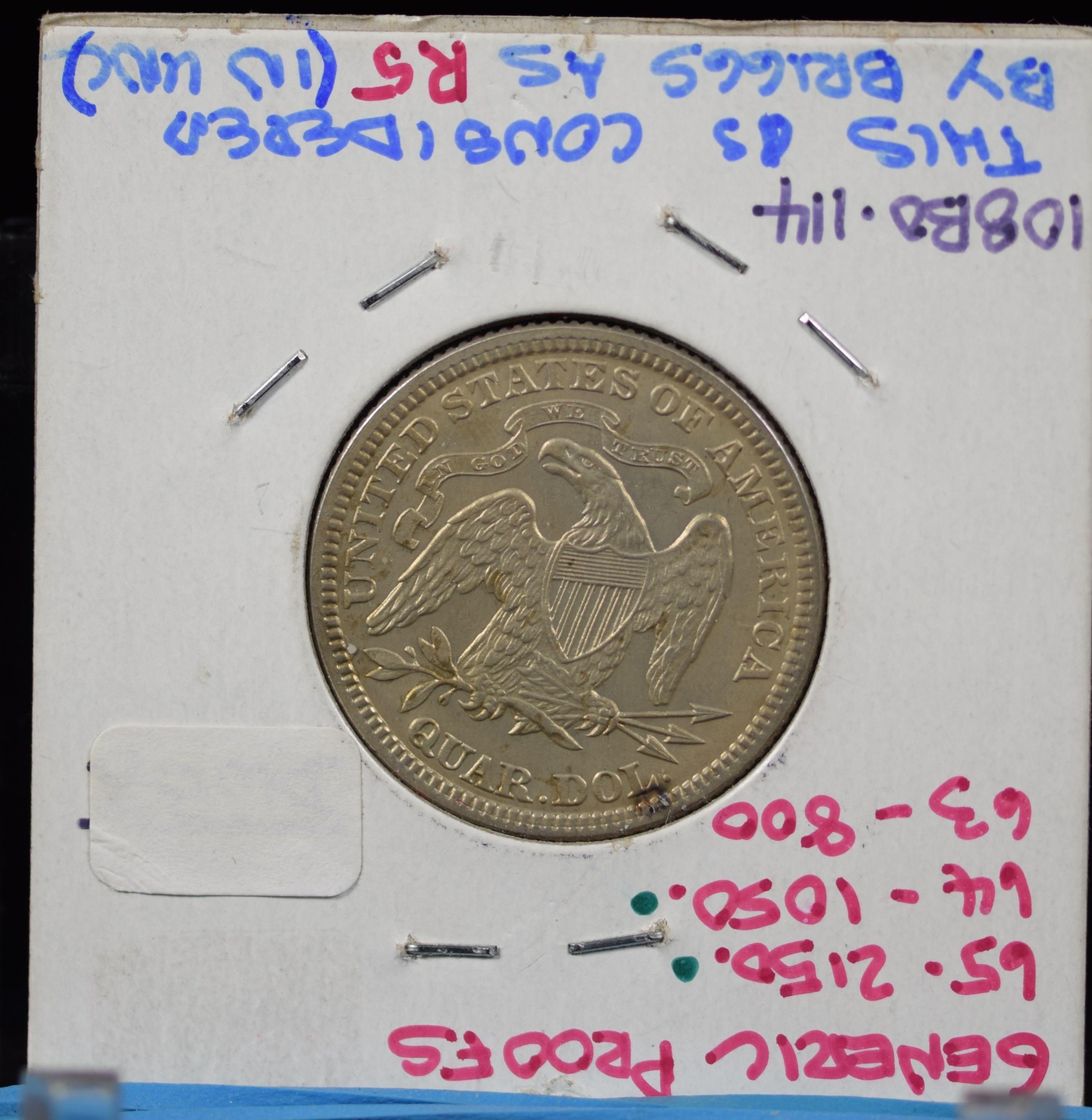 1890 Seated Quarter Proof Very Choice BU Mintage 590