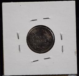 1907-S Barber Dime Obverse Struck from Rusted Dies Tone BU