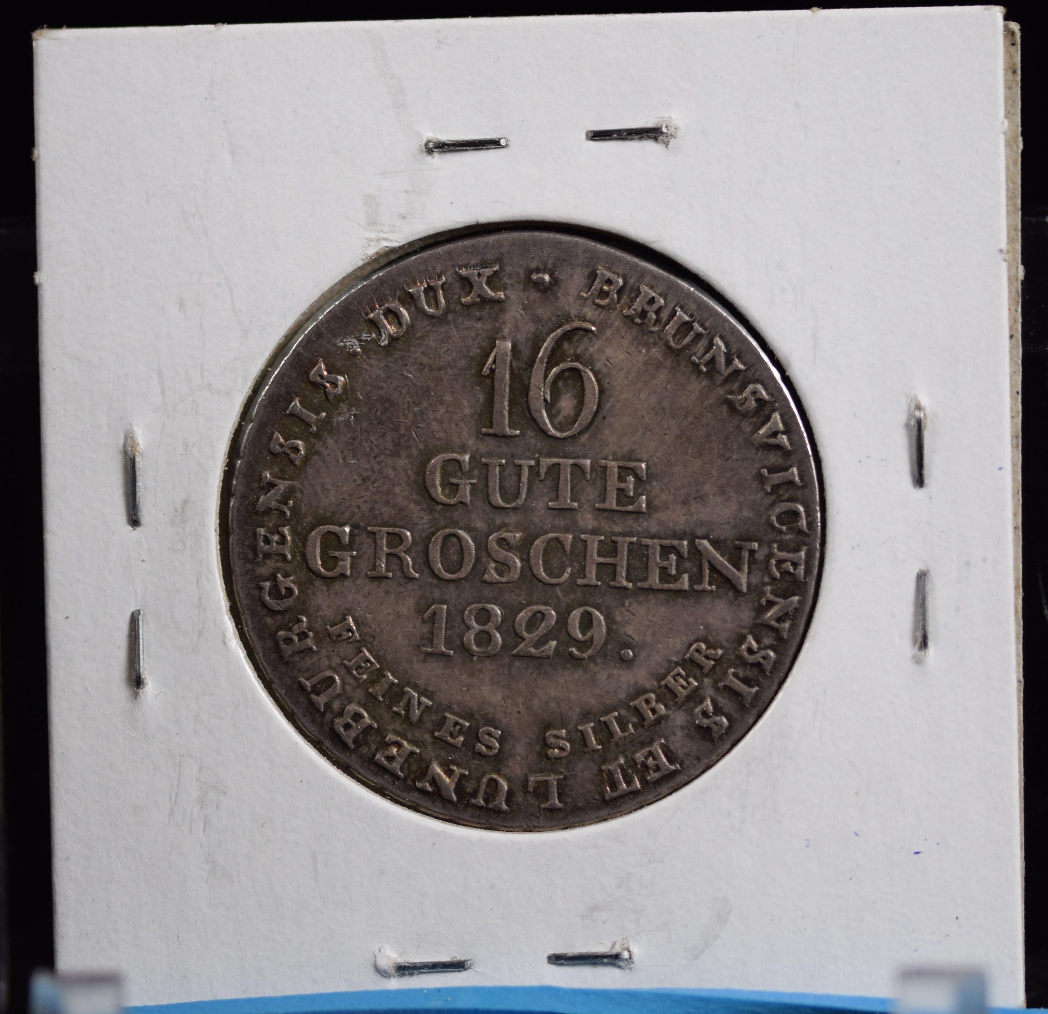 1829 Silver 16Groschen Brunswick Lunenburg Original Tone Very Scarce CH BU