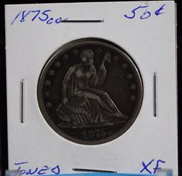 1875-CC Seated Half Dollar Very Scarce Date Tone XF