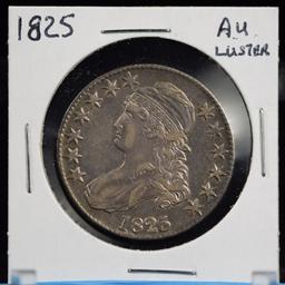 1825 Bust Half Dollar AU Lots of Luster