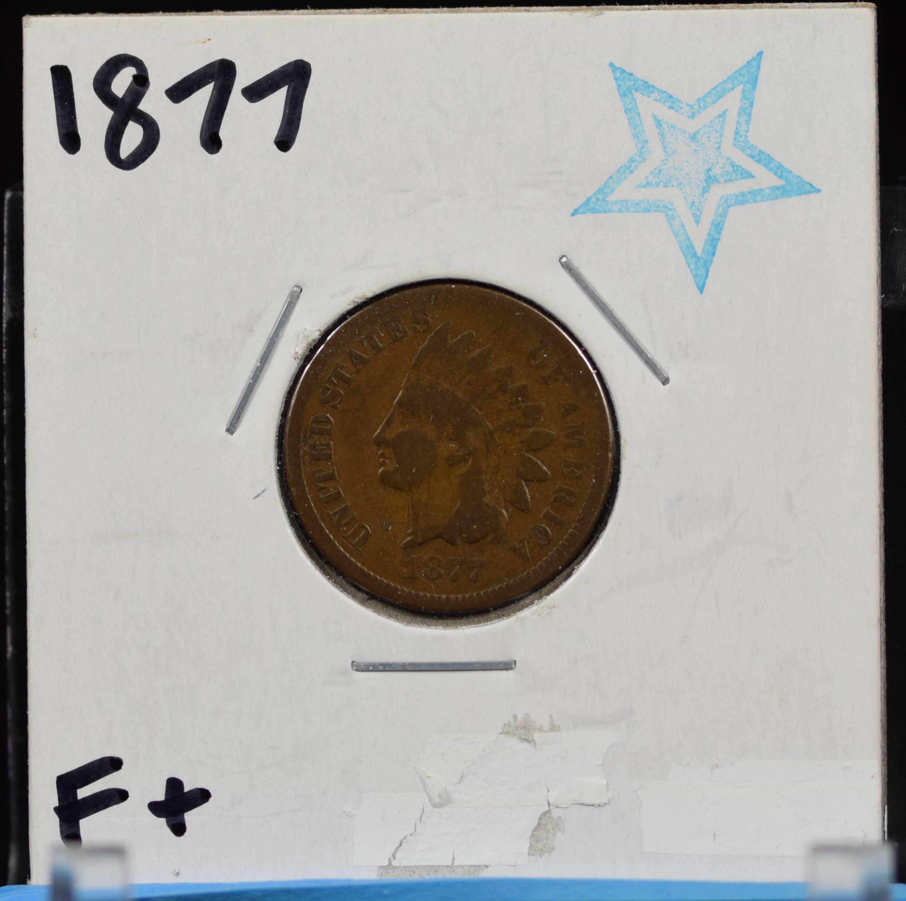 1877 Indian Head Cent Fine Plus Key Date