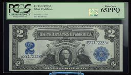 1899 $2 US Silver Cert PCGS 65PPQ GEM New Awesome