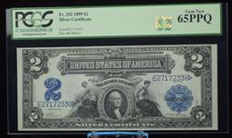 1899 $2 US Silver Cert PCGS 65PPQ GEM New Awesome