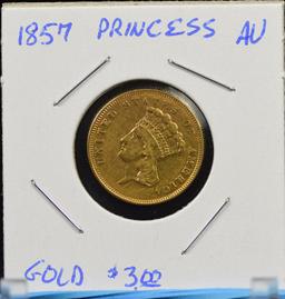 1857 $3 Gold Princess AU