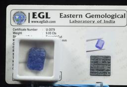 9.05CT Natural Mined Sapphire w/EGL Certificate U-3579 Deep Color