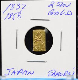 1832-1858 2Shu Japan Gold Bar Samurai Epoch