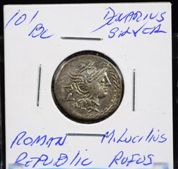101BC Silver Ancient Rome Republic M Lucilius Rufus Very Scarce