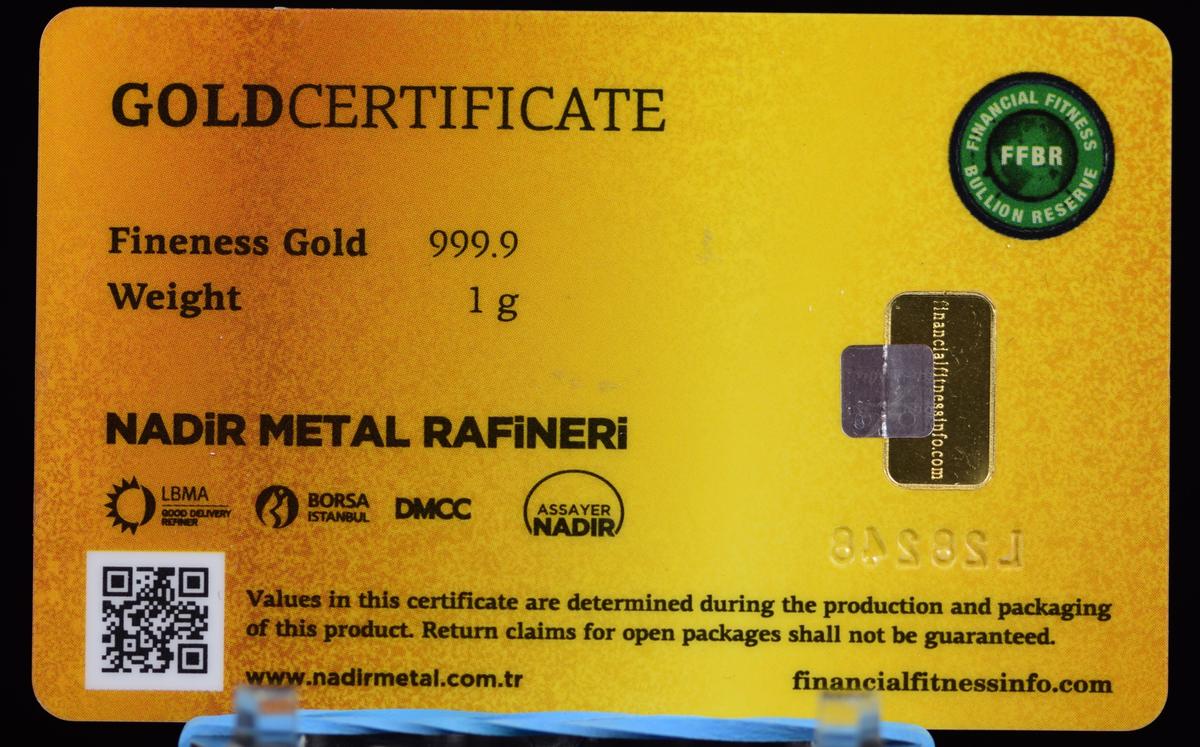 Financial Fittness Bullion Reserve 1gram of Gold