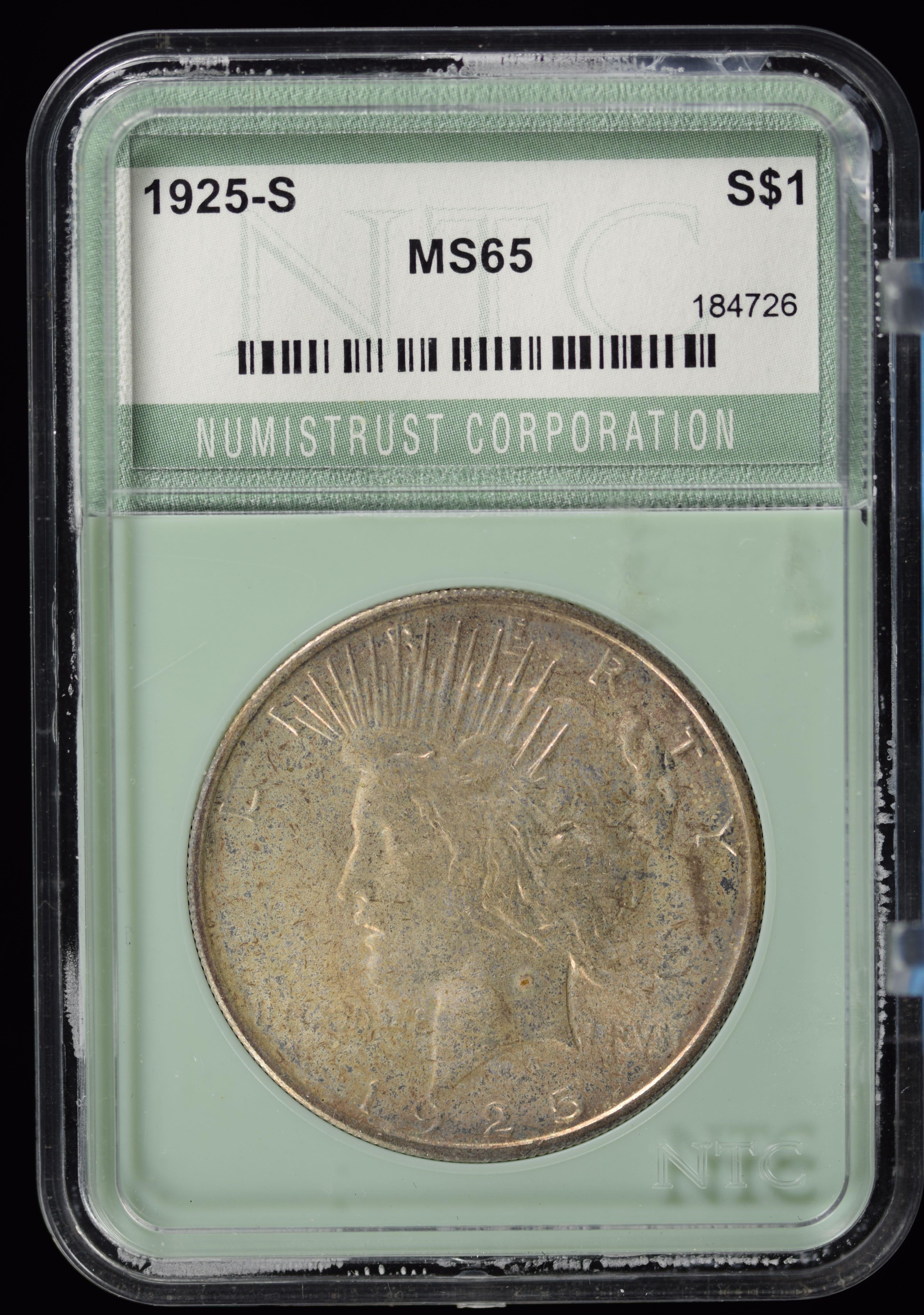 1925-S Peace Dollar Fully Struck NTC MS65 GS $18,000