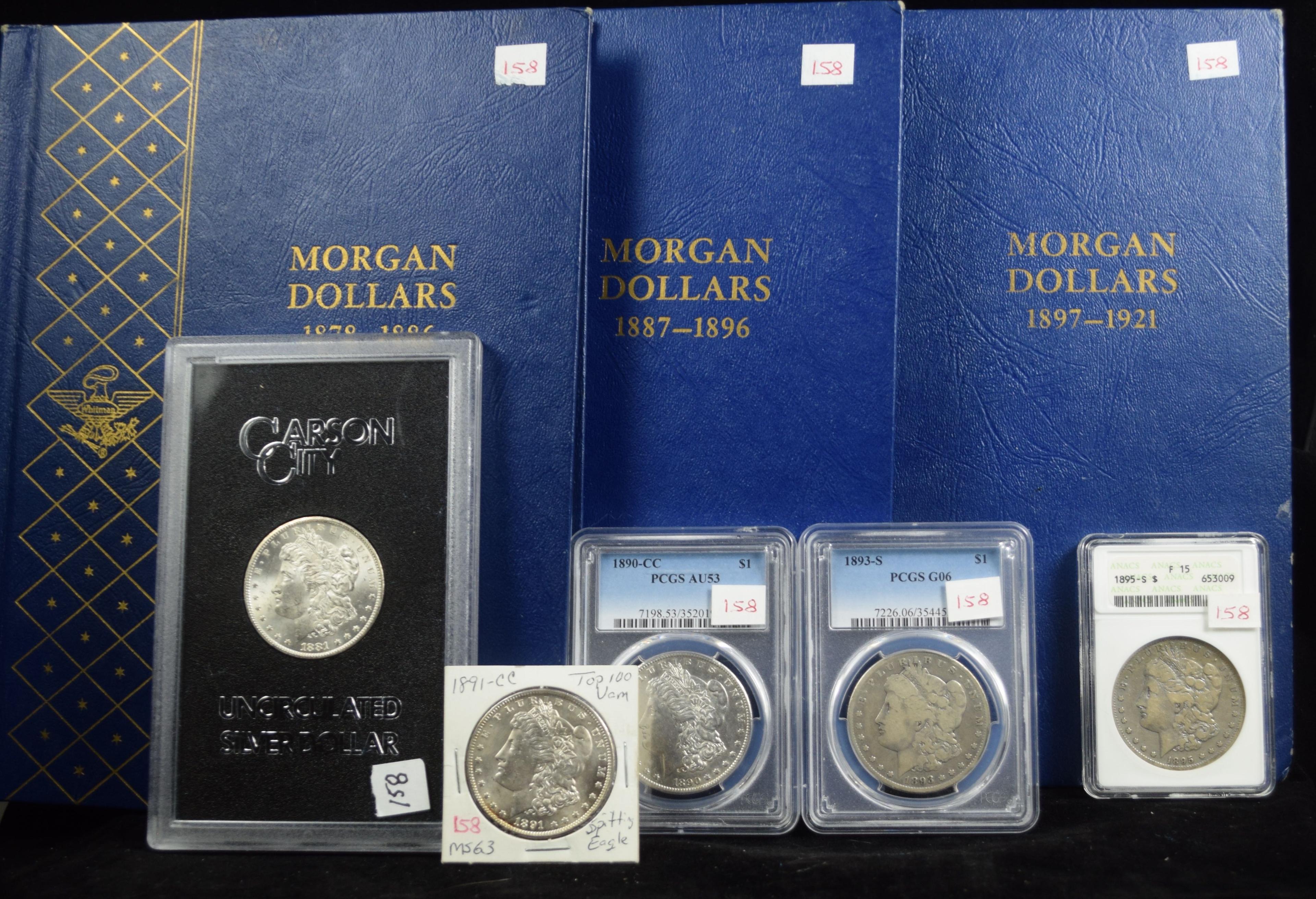 Complete Set Morgan Dollars 3 Books & Holders VG-GEM BU