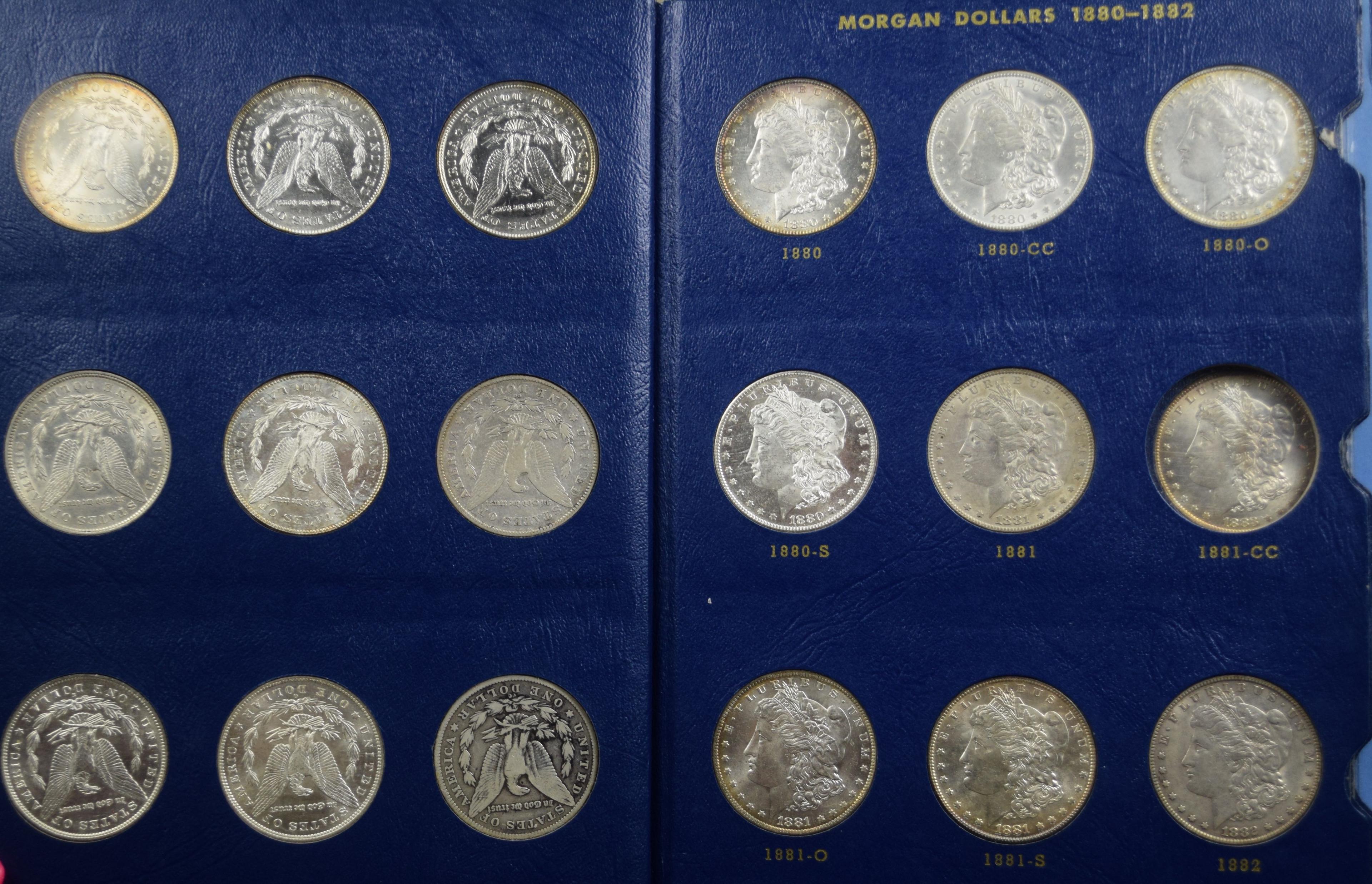 Complete Set Morgan Dollars 3 Books & Holders VG-GEM BU