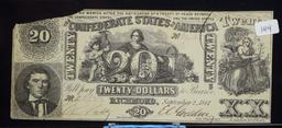 $20 Confederate States Sept 2nd 1861 Richmond w/Signatures