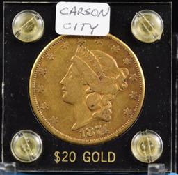 1874-CC $20 Gold Liberty Extra Fine