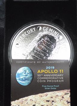 2019 Apollo 11 50th Annv. Commen 5oz Silver Dollar