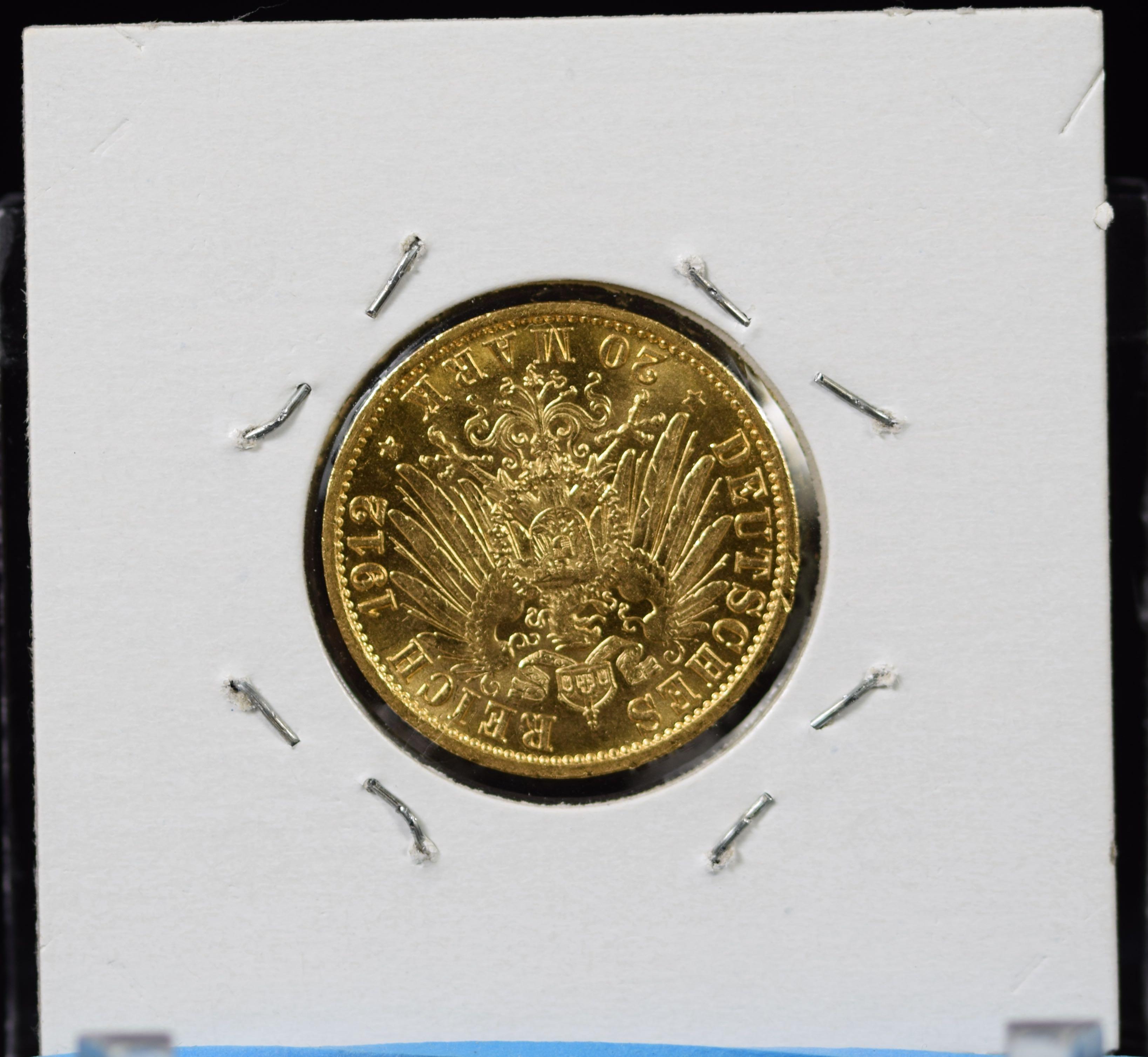 1912-A Gold Germany 20Mark UNC