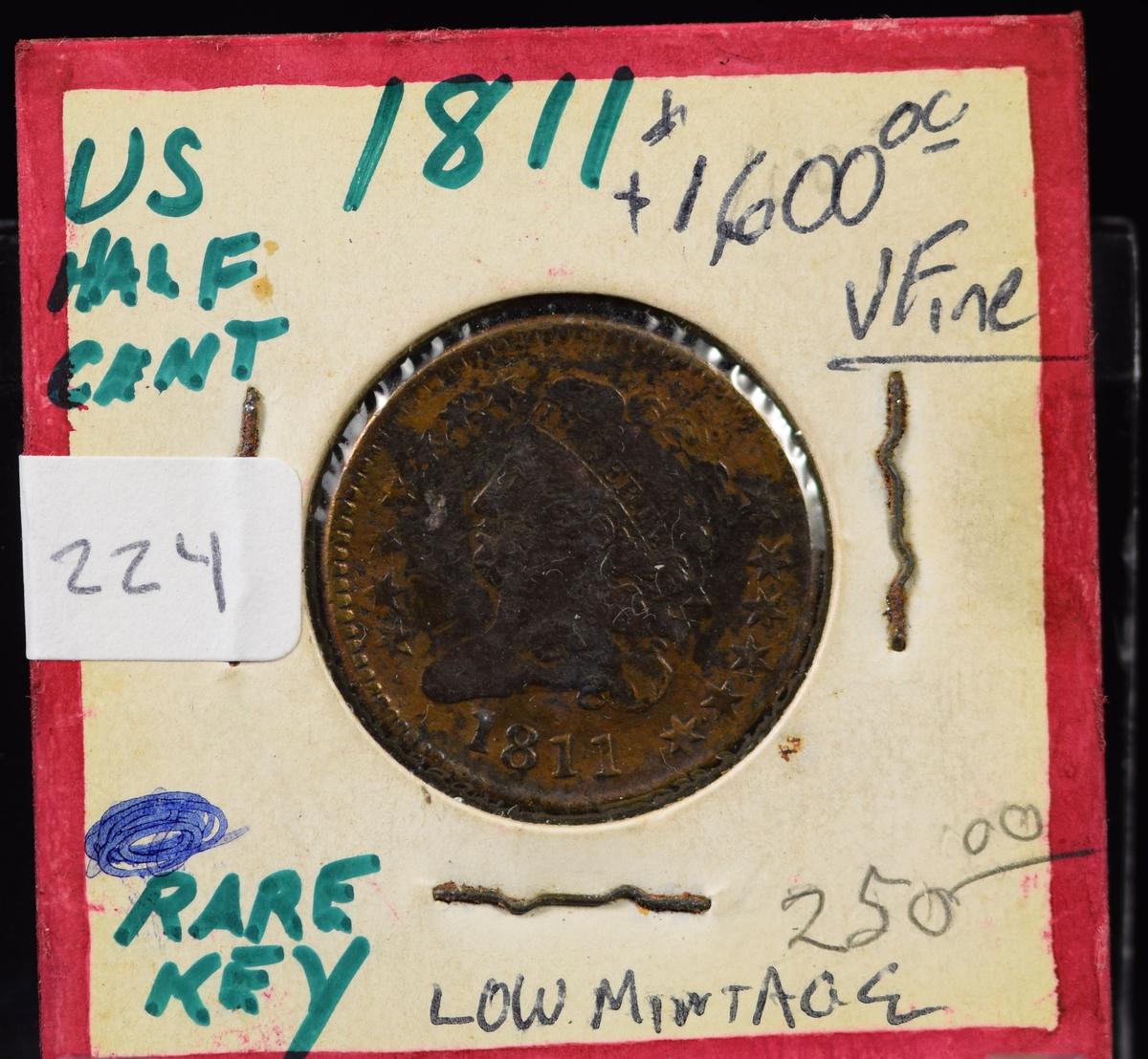 1811 Half Cent Rare Date Very Fine/XF