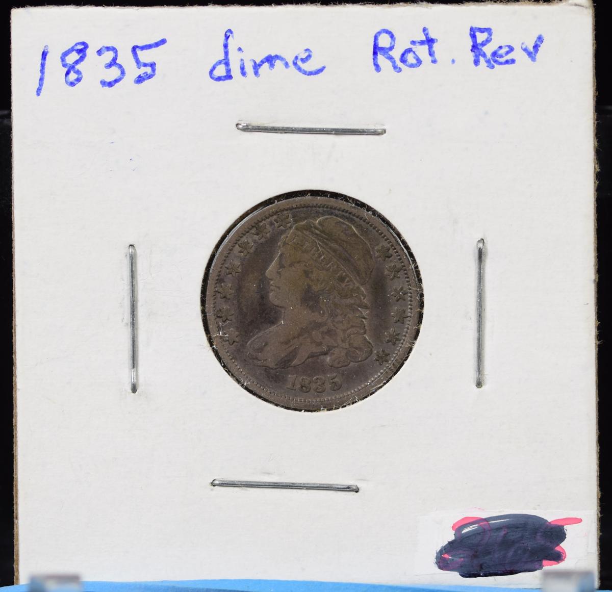 1835 Bust Dime Rotated Reverse VF