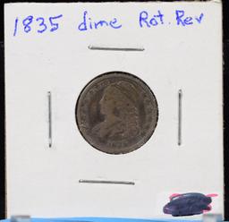 1835 Bust Dime Rotated Reverse VF