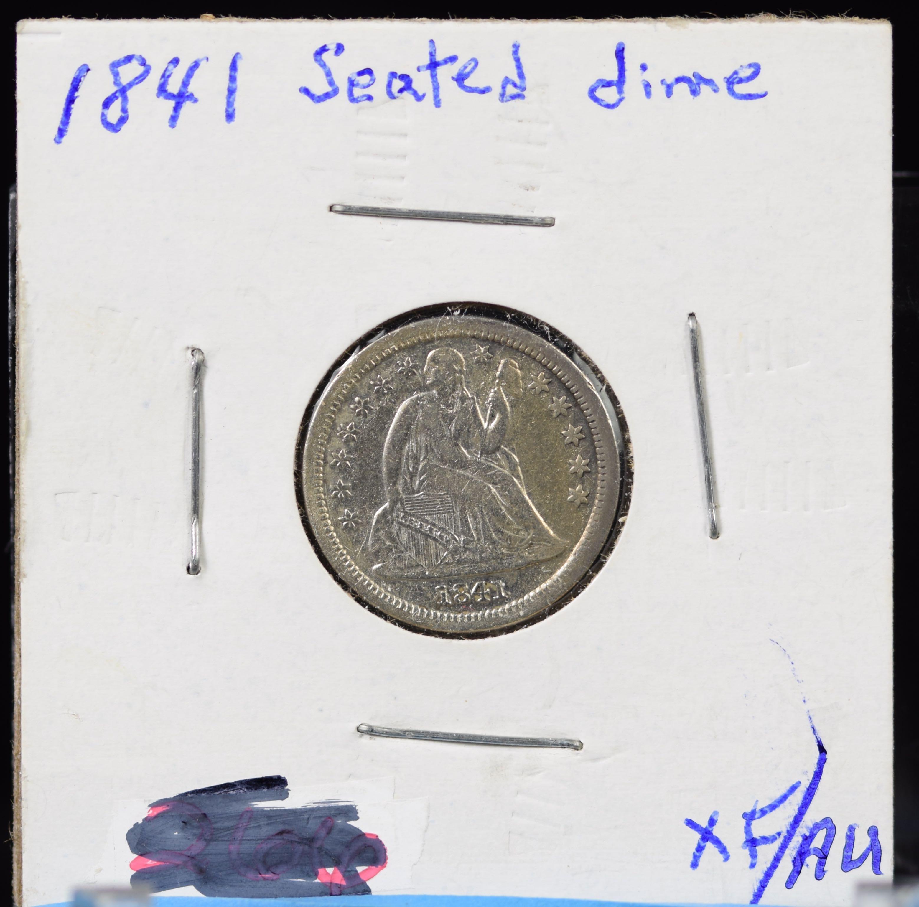 1841 Seated Dime XF/AU