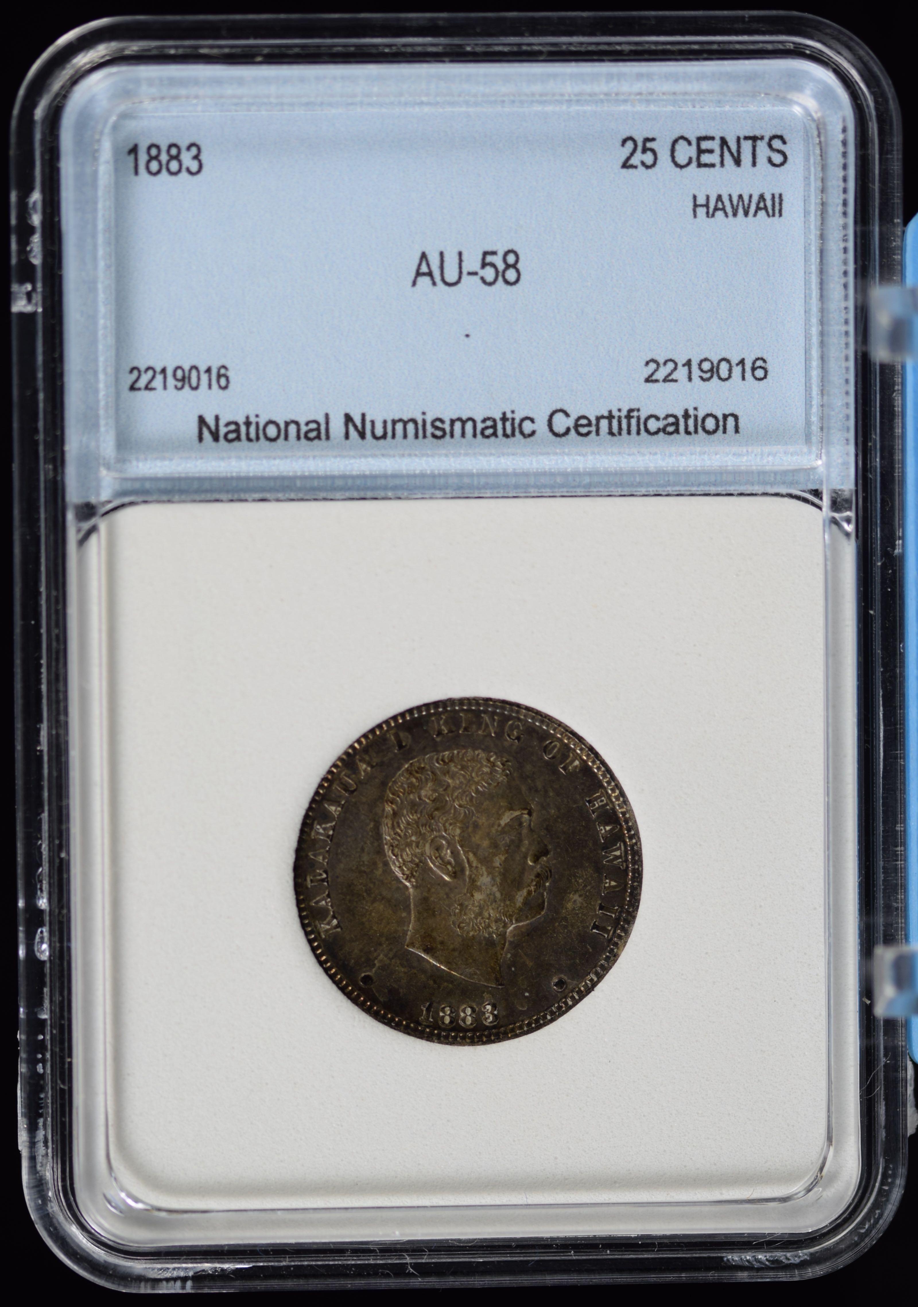 1883 Hawaii Quarter NNC AU58