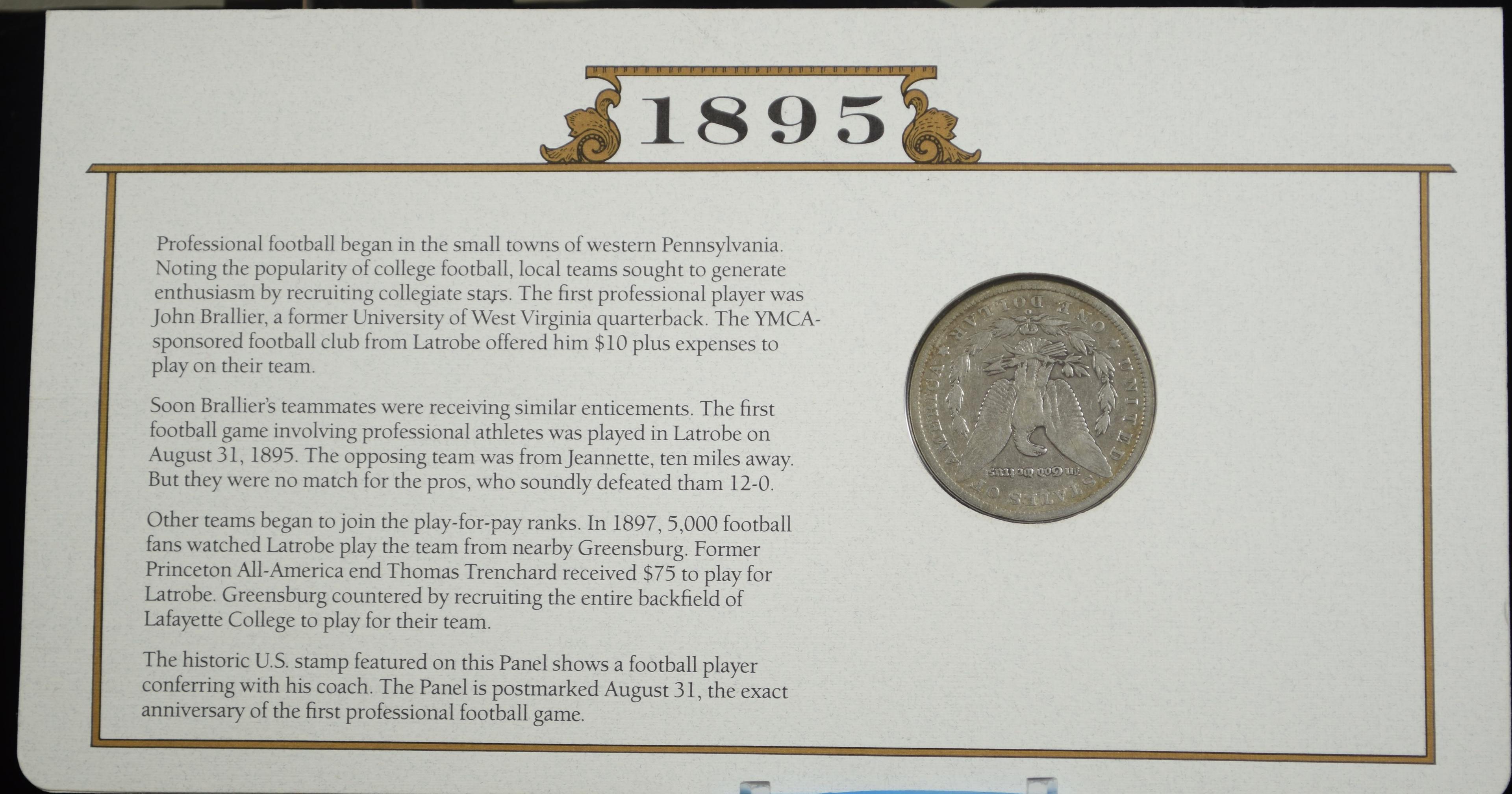 1895-O Morgan Dollar with Football Stamp