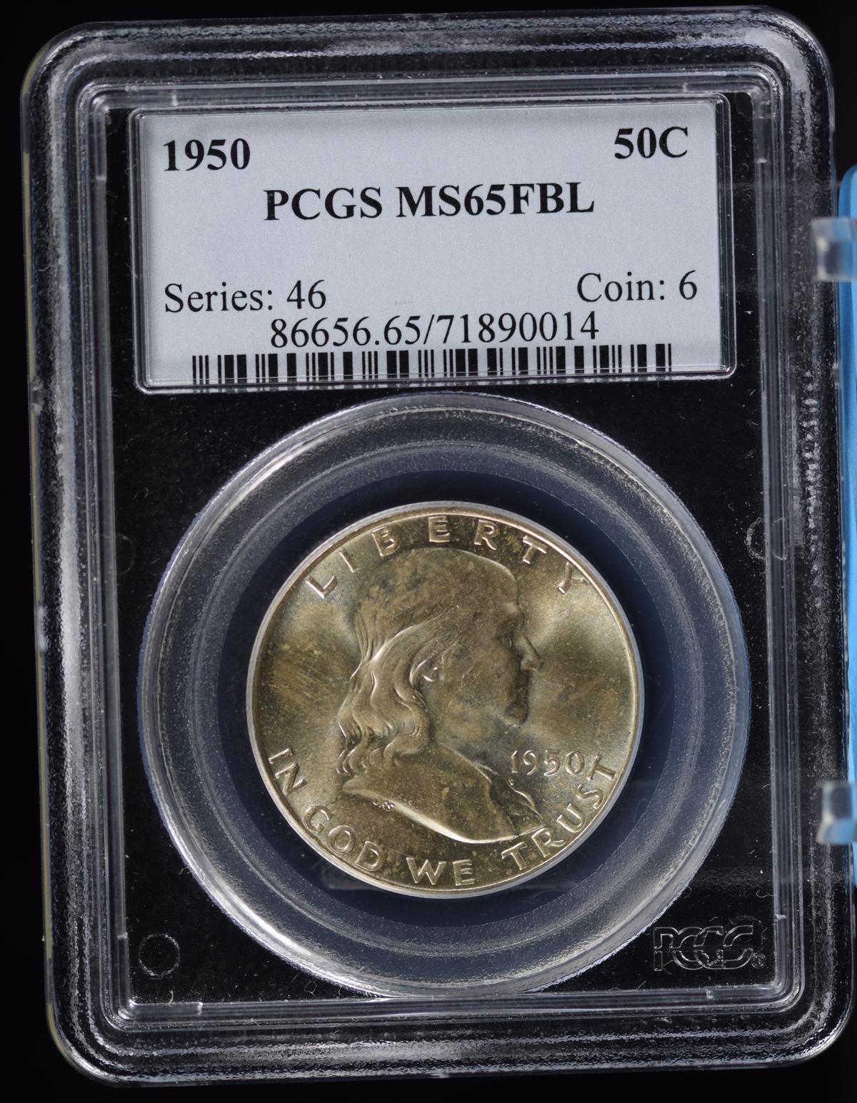 1950 Franklin Half Dollar PCGS MS65 FBL