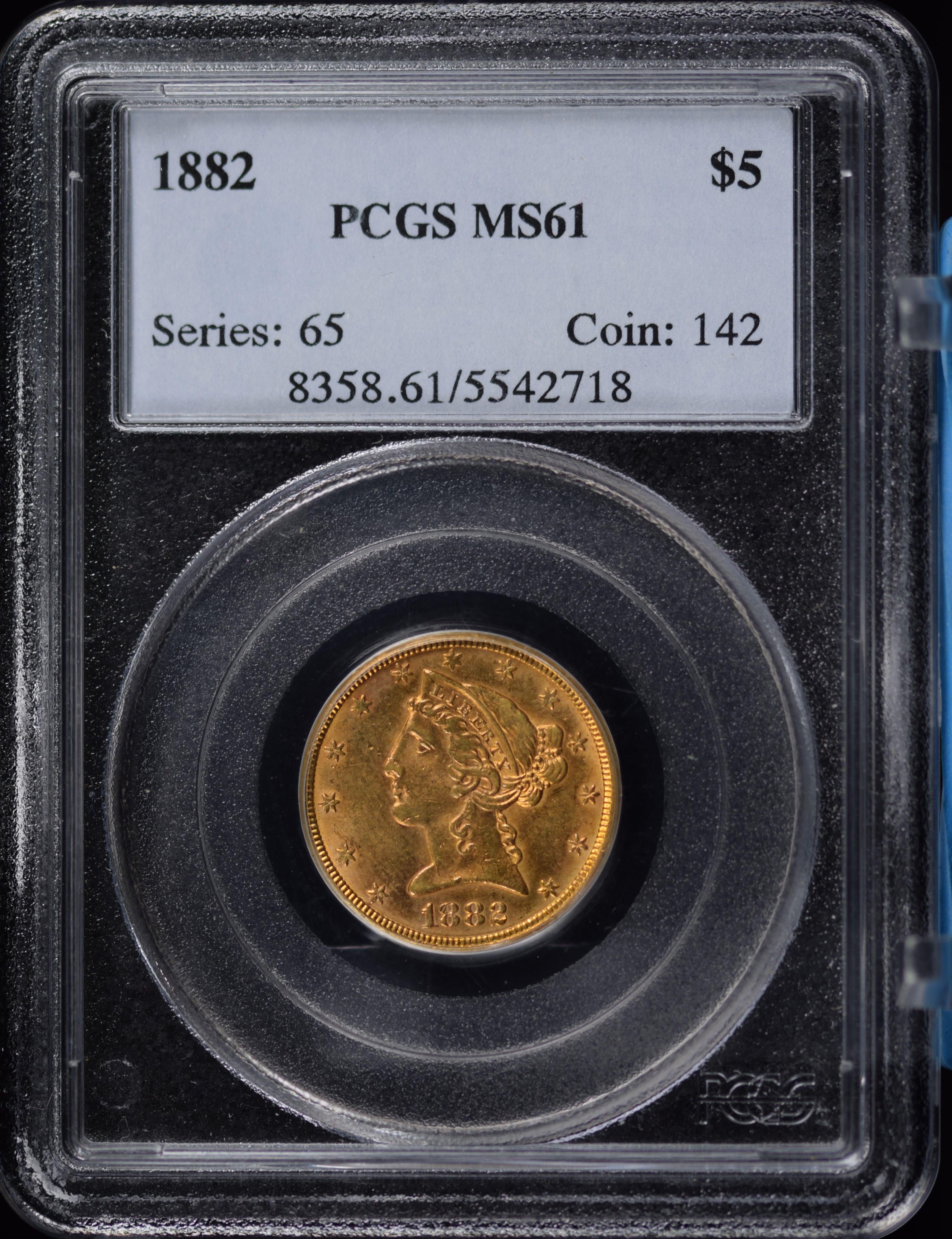 1882 $5 Gold Liberty PCGS MS-61