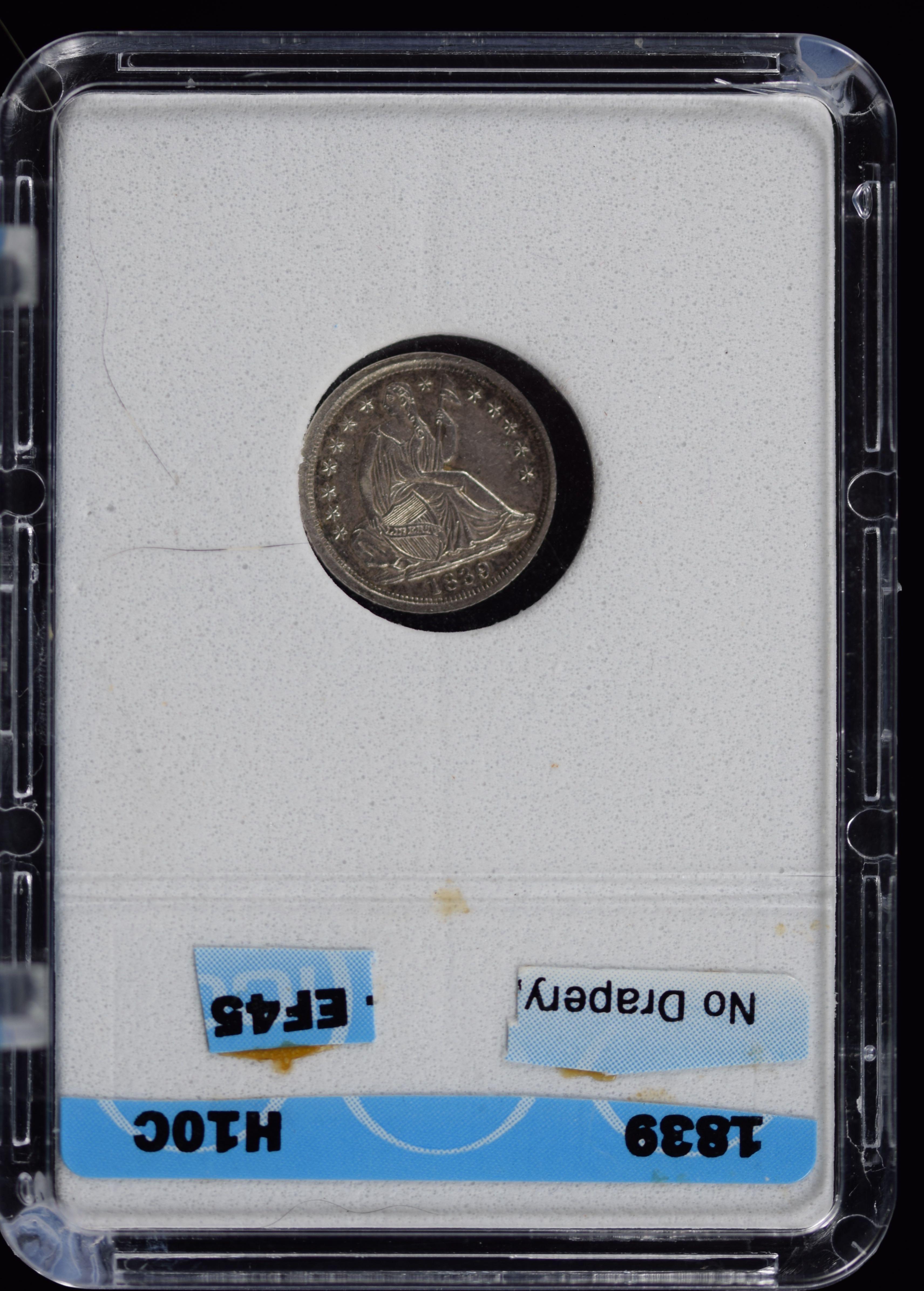 1839 Seated Half Dime EF45