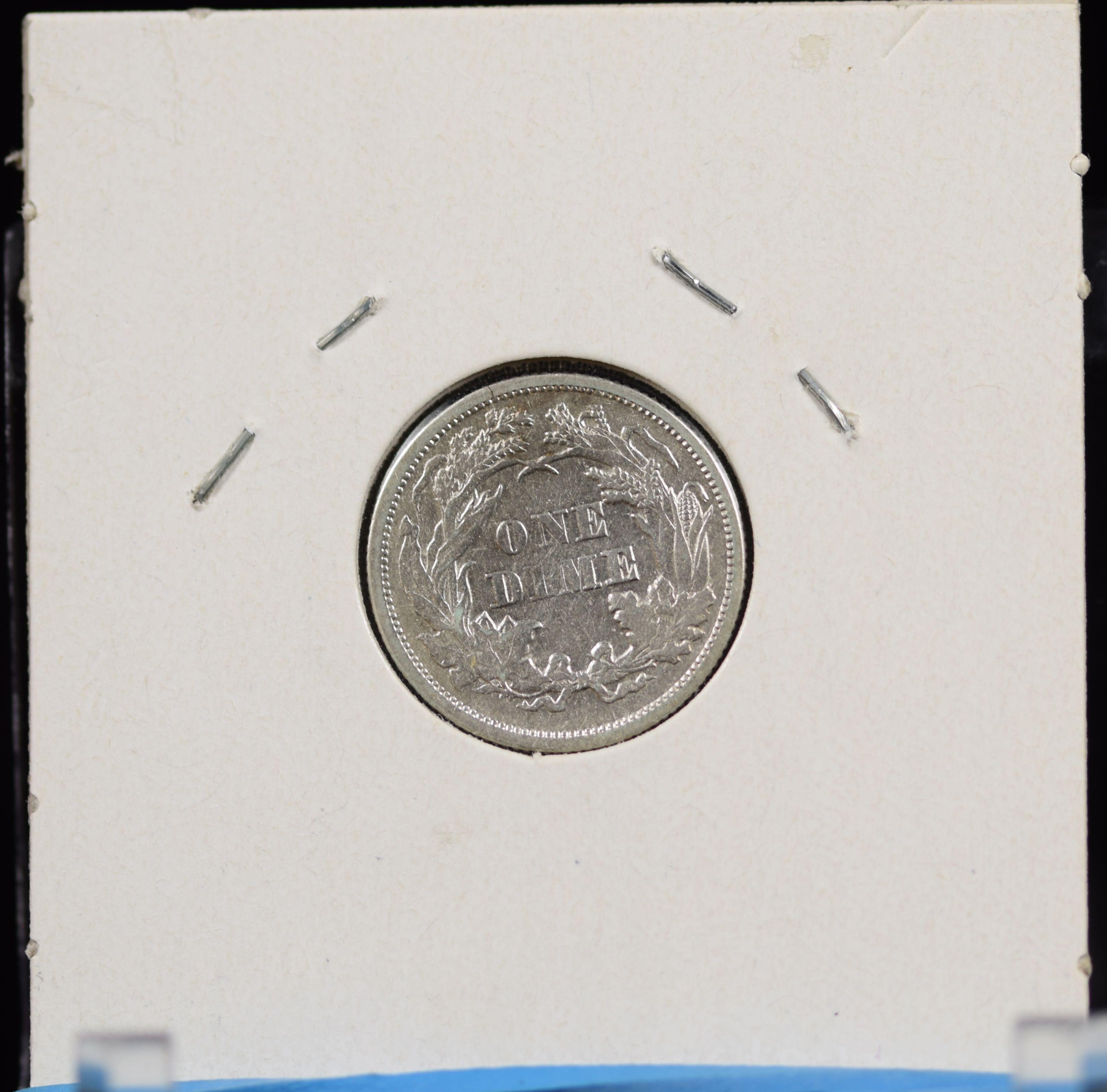 1876 Seated Dime AU/UNC