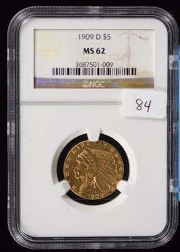 1909-D $5 Gold Indian  NGC MS 62