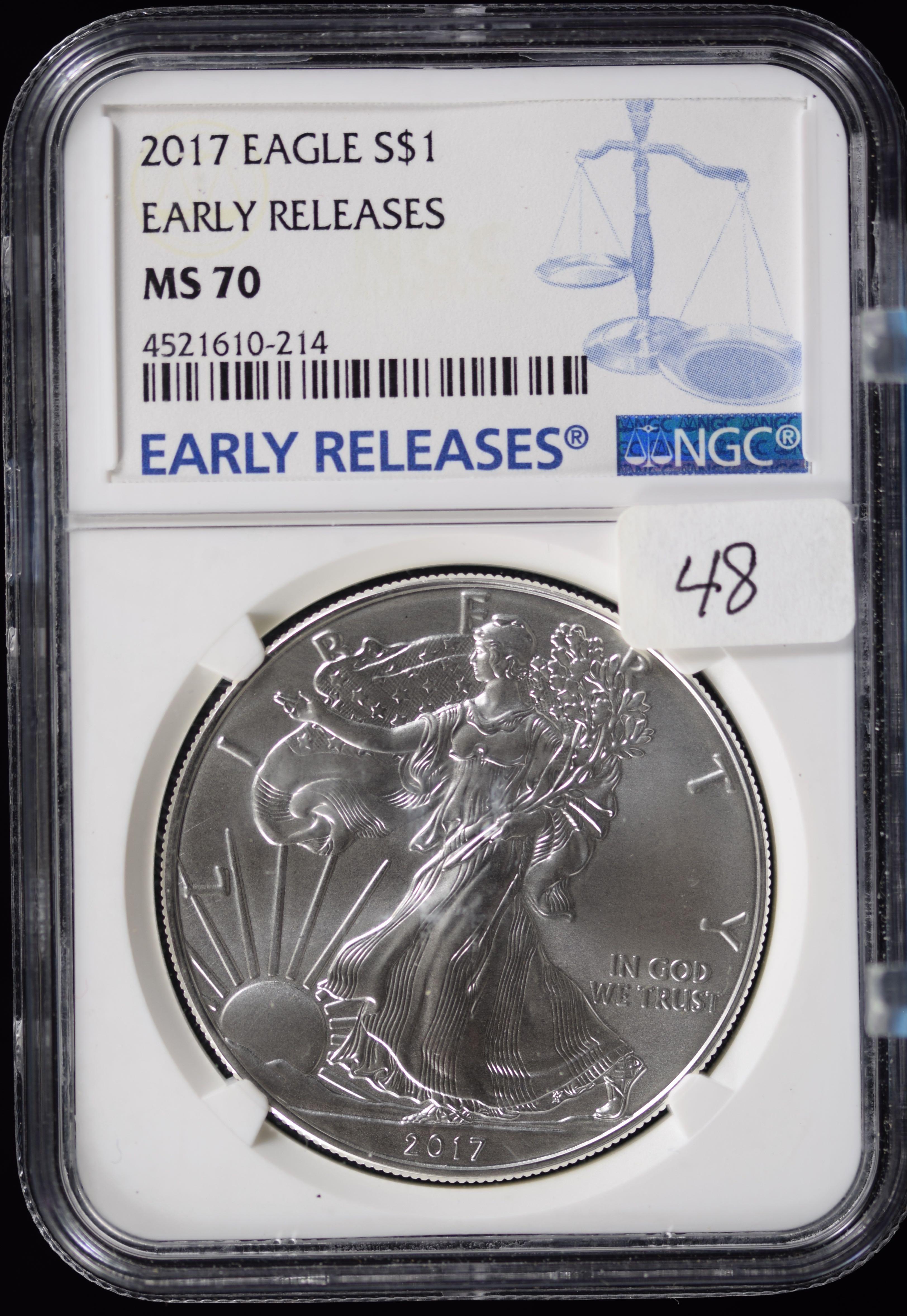 2017 American Silver Eagle Early Releases NGC Perfect MS 70