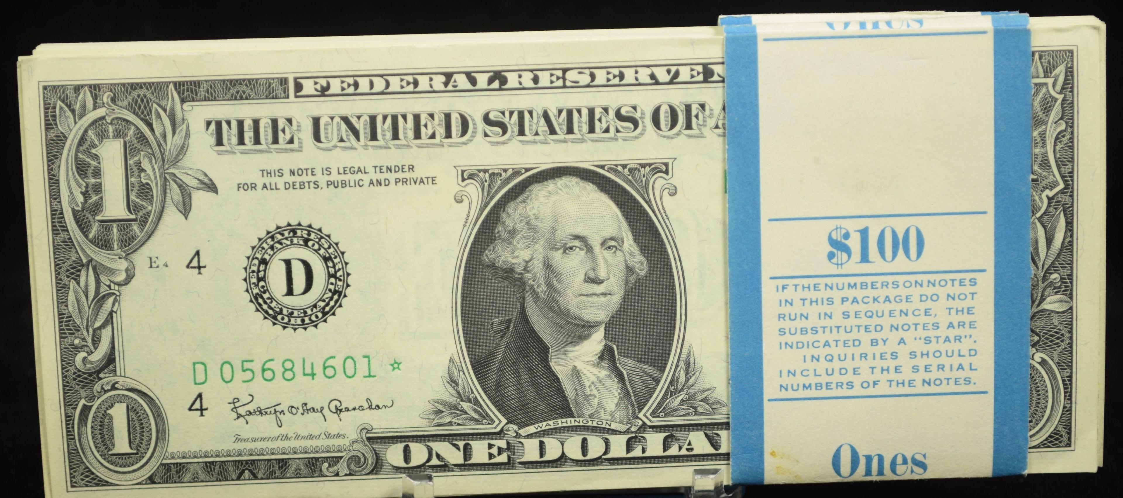 100 $1 Federal Reserve Notes Consecutive Serial Numbers