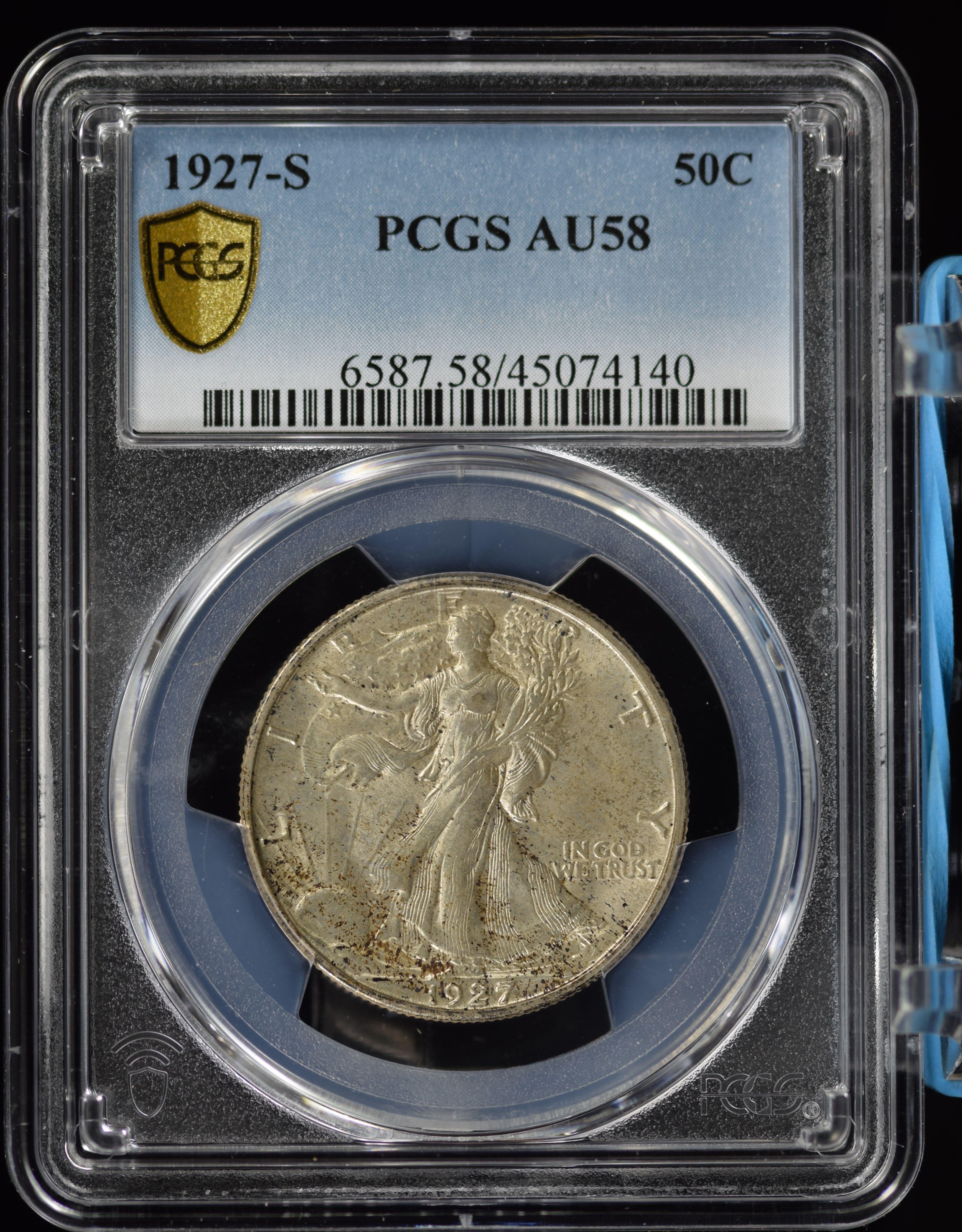 1927-S Walking Half Dollar PCGS AU-58