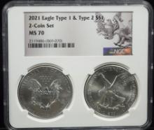 2021 Silver American Eagle Set Ty1&Ty2 NGC MS-70 0