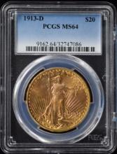 1913-D $20 Gold St Gaudens PCGS MS-64