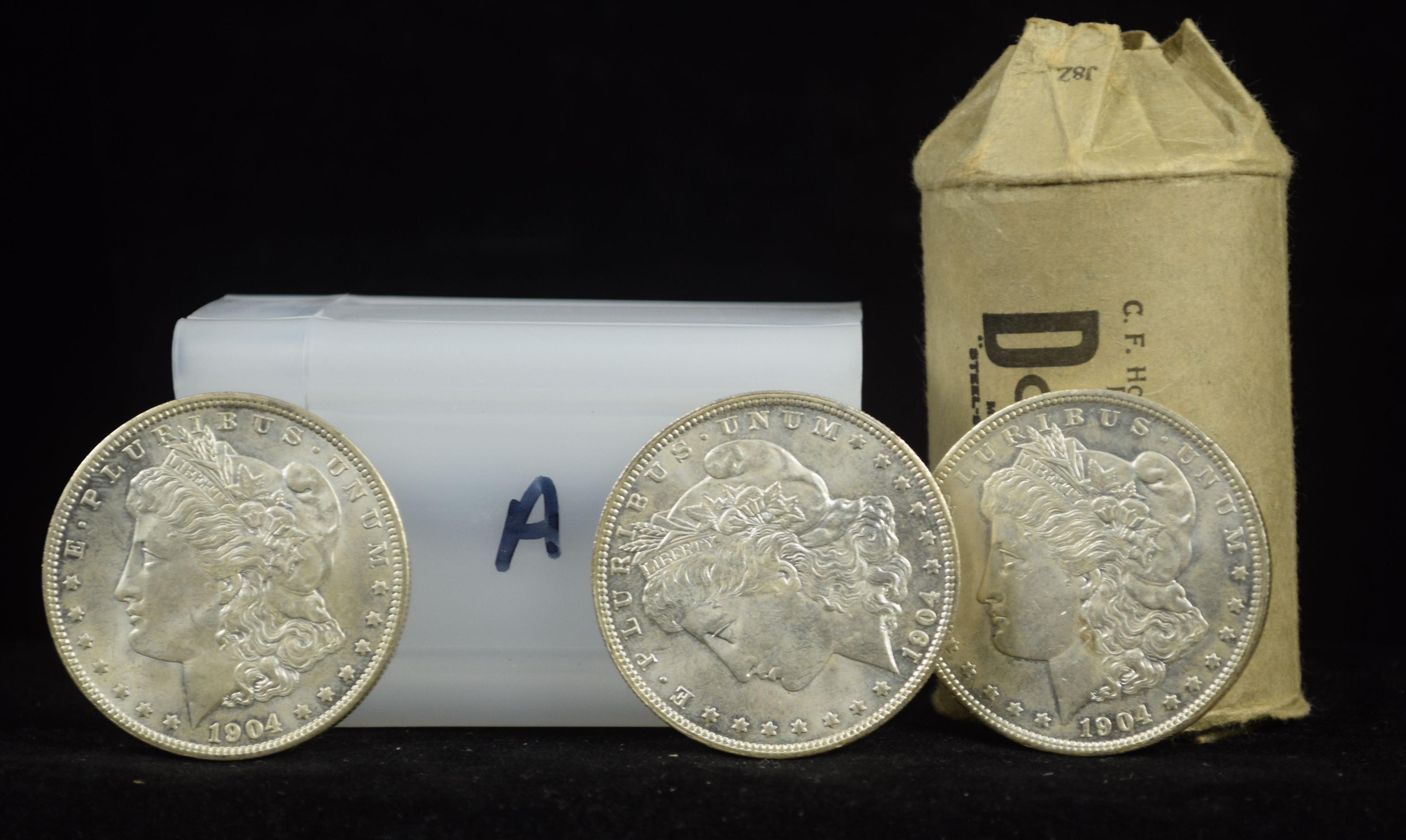 Roll 1904-O Morgan Dollars Original Paper Holder AU/UNC A