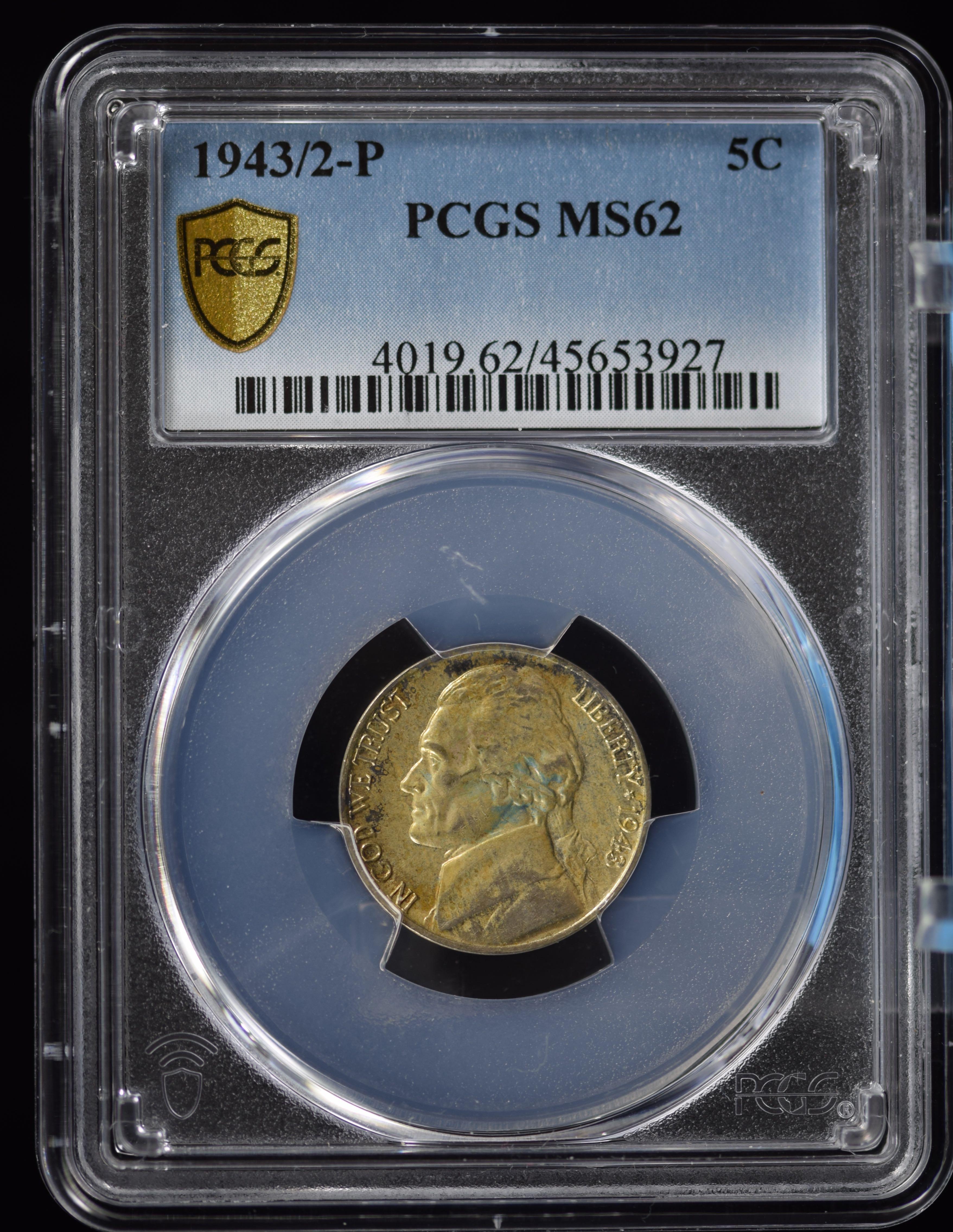 1943/2 Jefferson Nickel PCGS MS-62 Rare