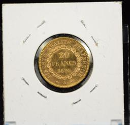 1893 Gold 20 Frank Angle France UNC